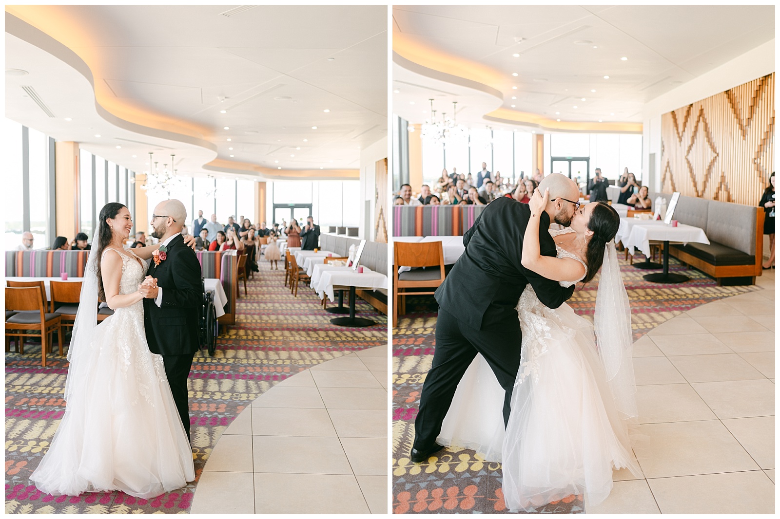 Bride and groom share their first dance as husband and wife by Elizabeth Kane Photography in Orlando Florida