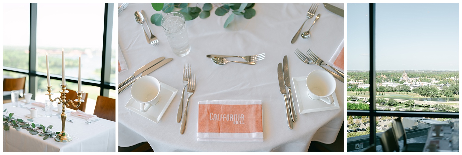 Pre-reception wedding details at the California Grill by Elizabeth Kane Photography in Orlando Florida