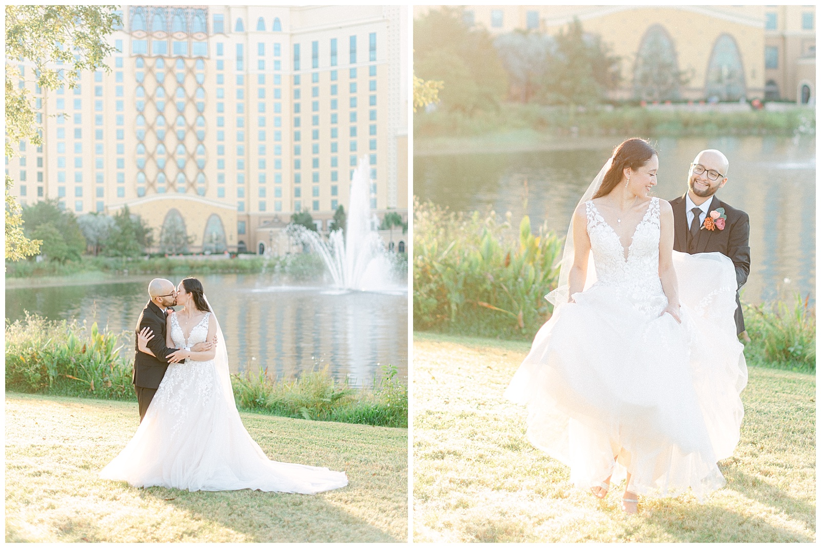 End of morning couples portraits on wedding day at Disney's Riviera Resort by Elizabeth Kane Photography in Orlando Florida