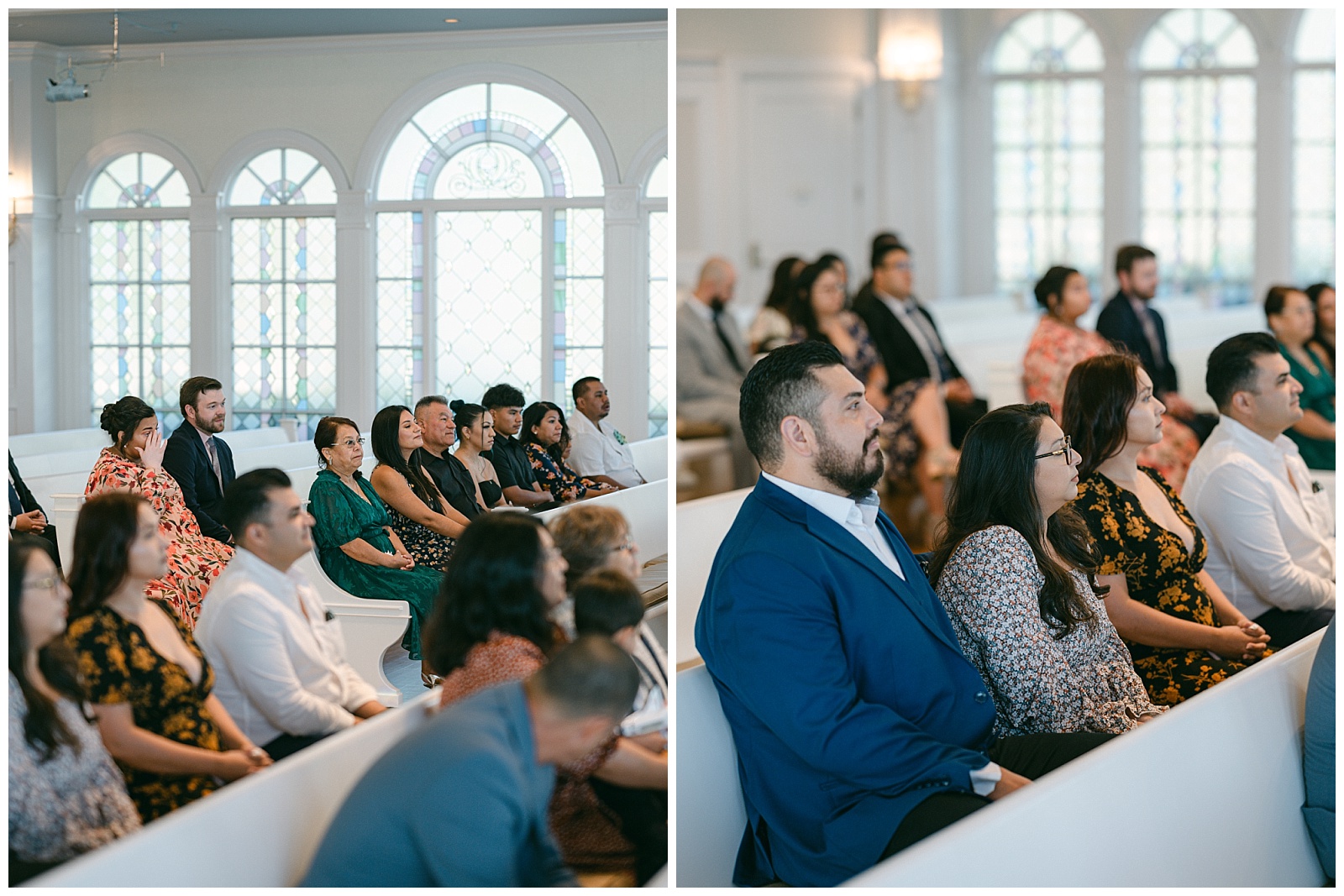 Guests watch the wedding ceremony at Disney's Wedding Pavilion by Elizabeth Kane Photography in Orlando Florida